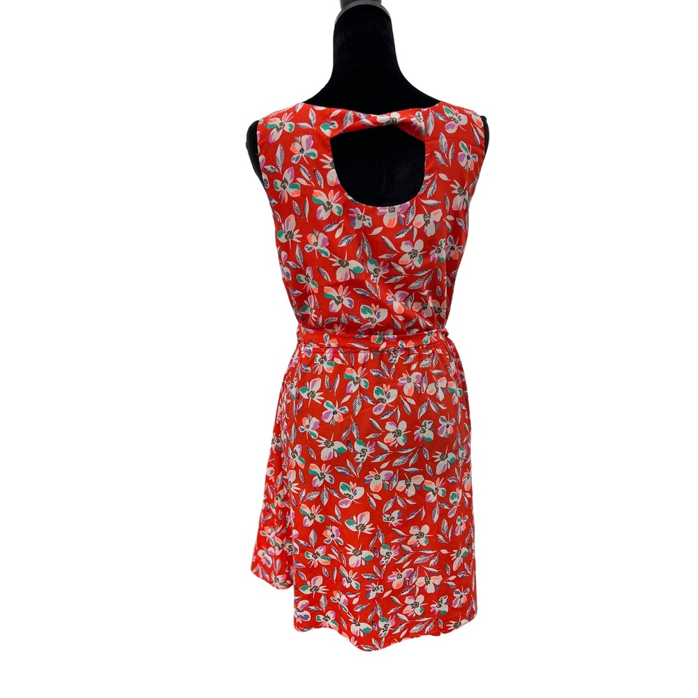 Gap Red Floral Sleeveless Cutout Back Fit and Flare Mini Dress Small - Picture 3 of 7